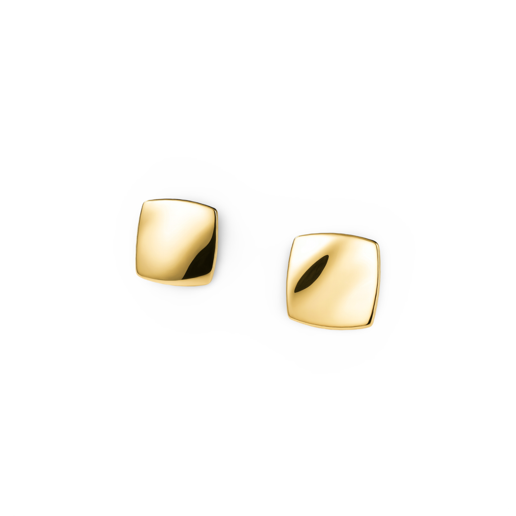 14K Yellow Square Polished Wave Stud Earrings