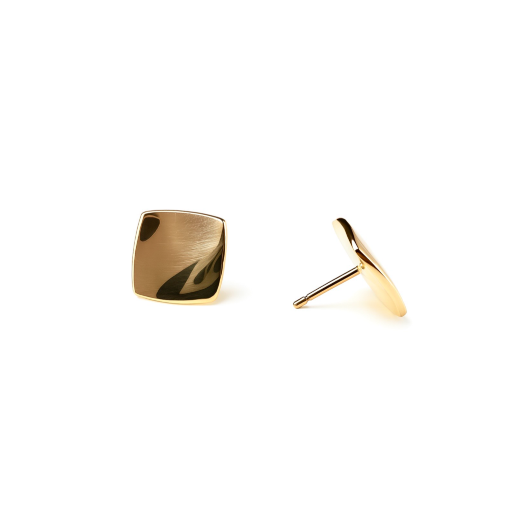 14K Yellow Square Polished Wave Stud Earrings