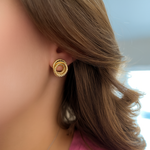 14K Yellow Gold Triple Braided Stud Earrings