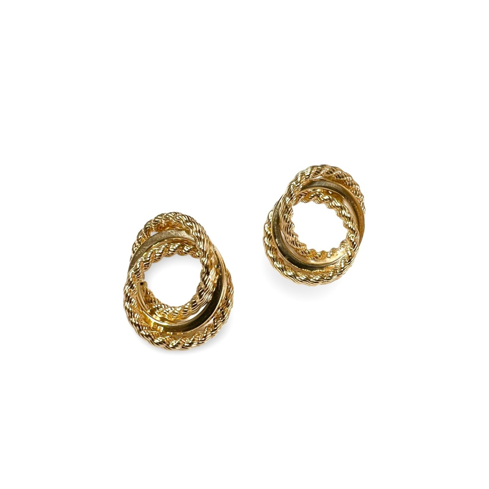 14K Yellow Gold Triple Braided Stud Earrings