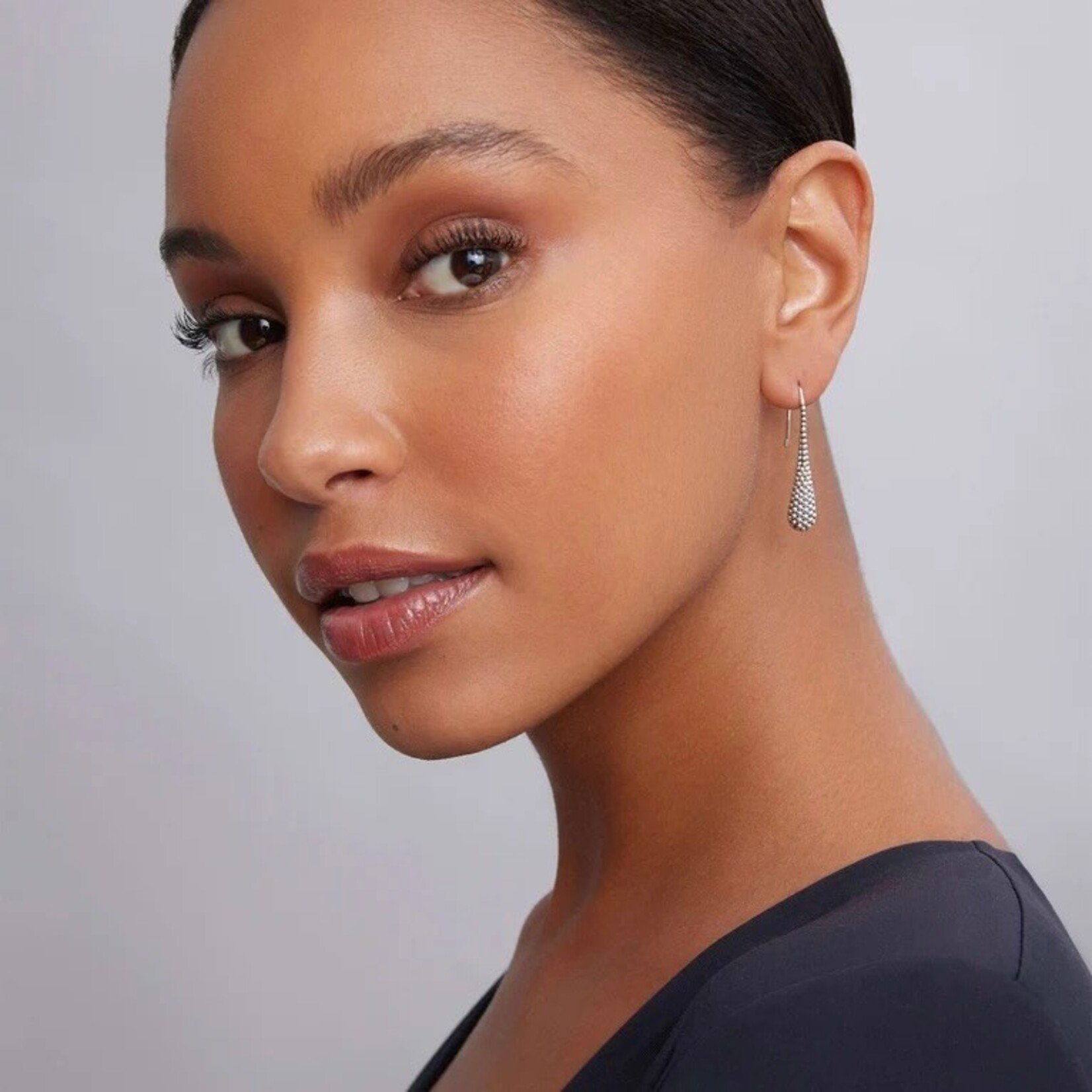 Sterling Silver Beaded Tear Drop Lagos Earrings