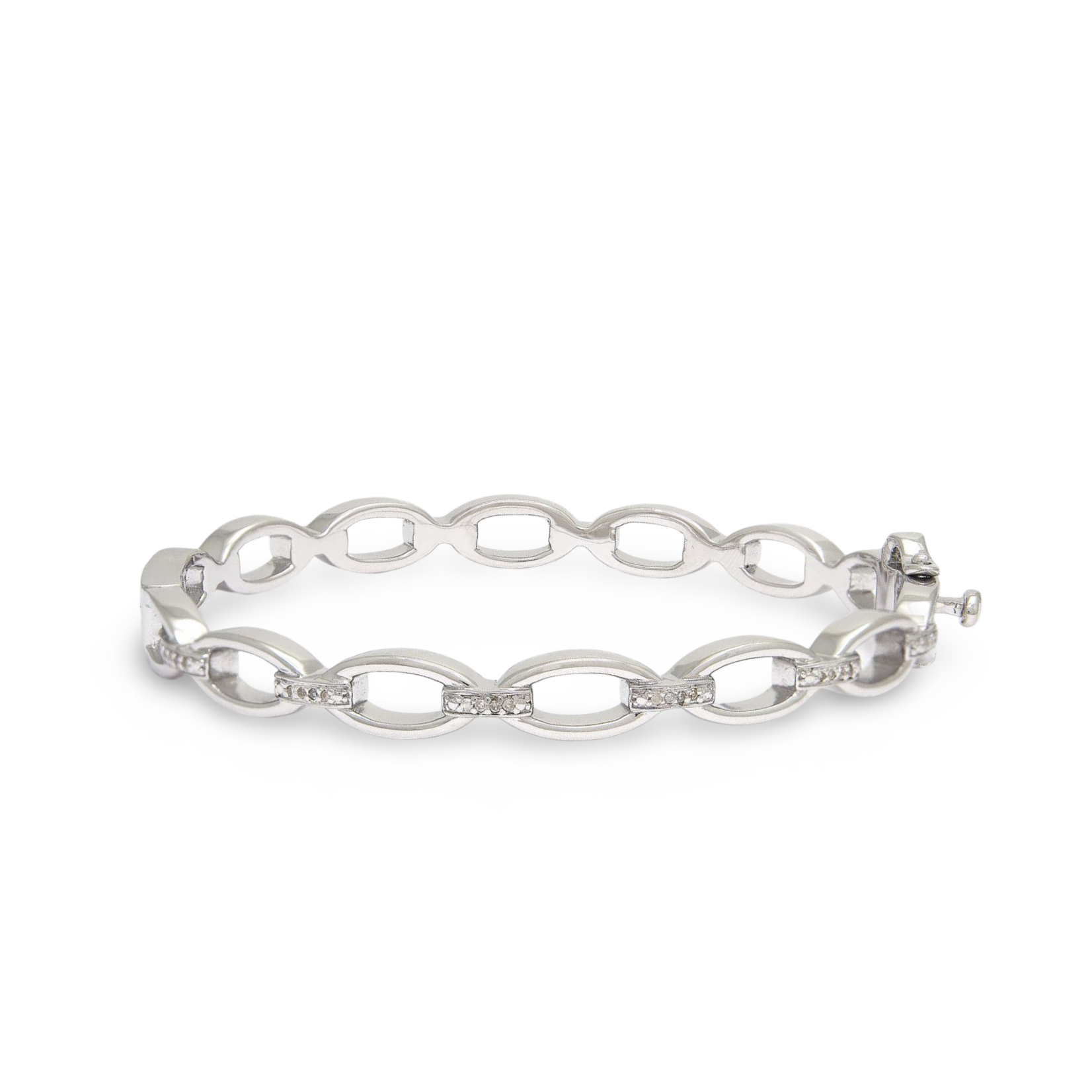 Sterling Silver Diamond Link Bangle