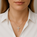 14K White Gold Medium 3/4 Carat Diamond Cross