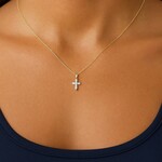 14K Yellow Gold Petite Diamond 1/3 Carat Cross Pendant