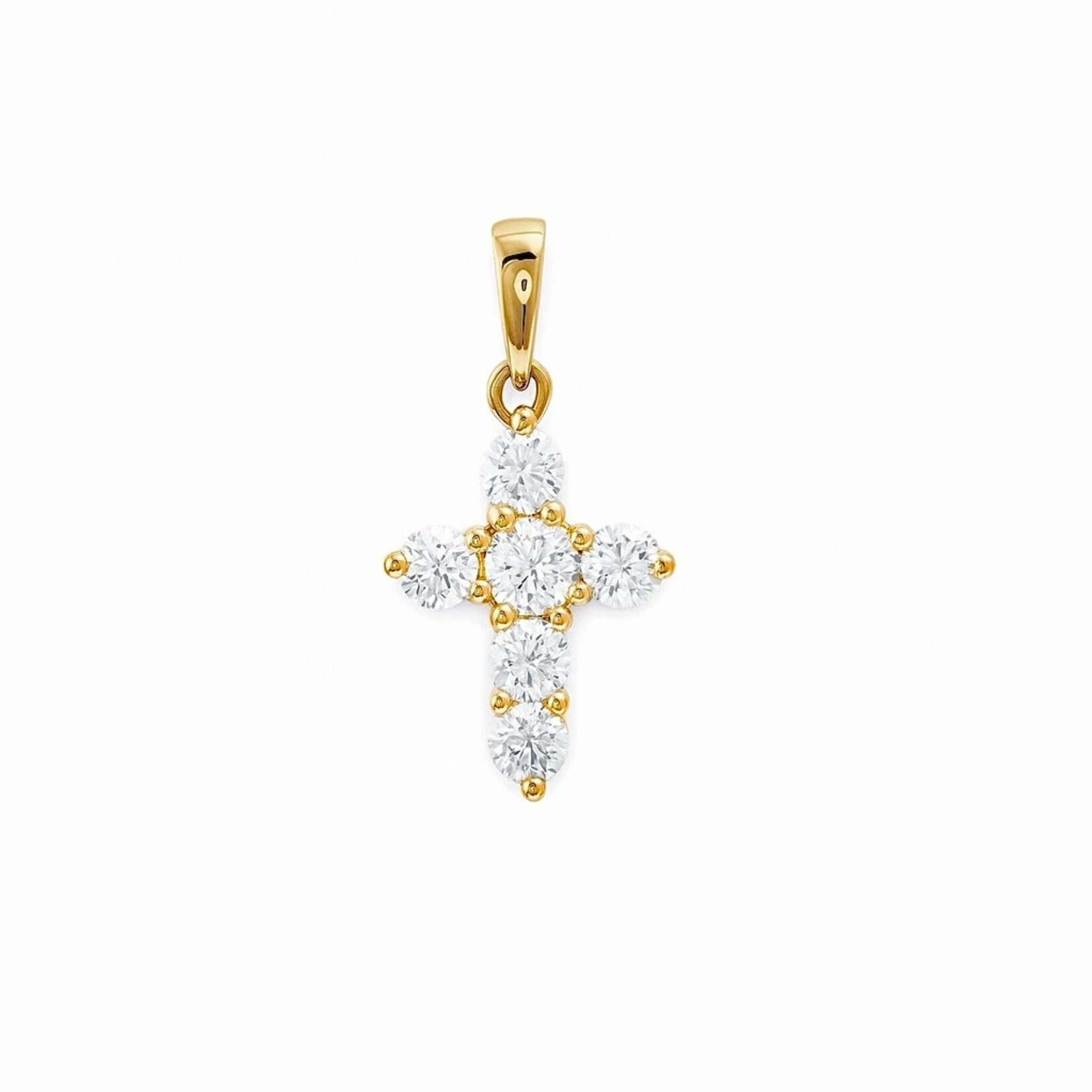 14K Yellow Gold Petite Diamond 1/3 Carat Cross Pendant