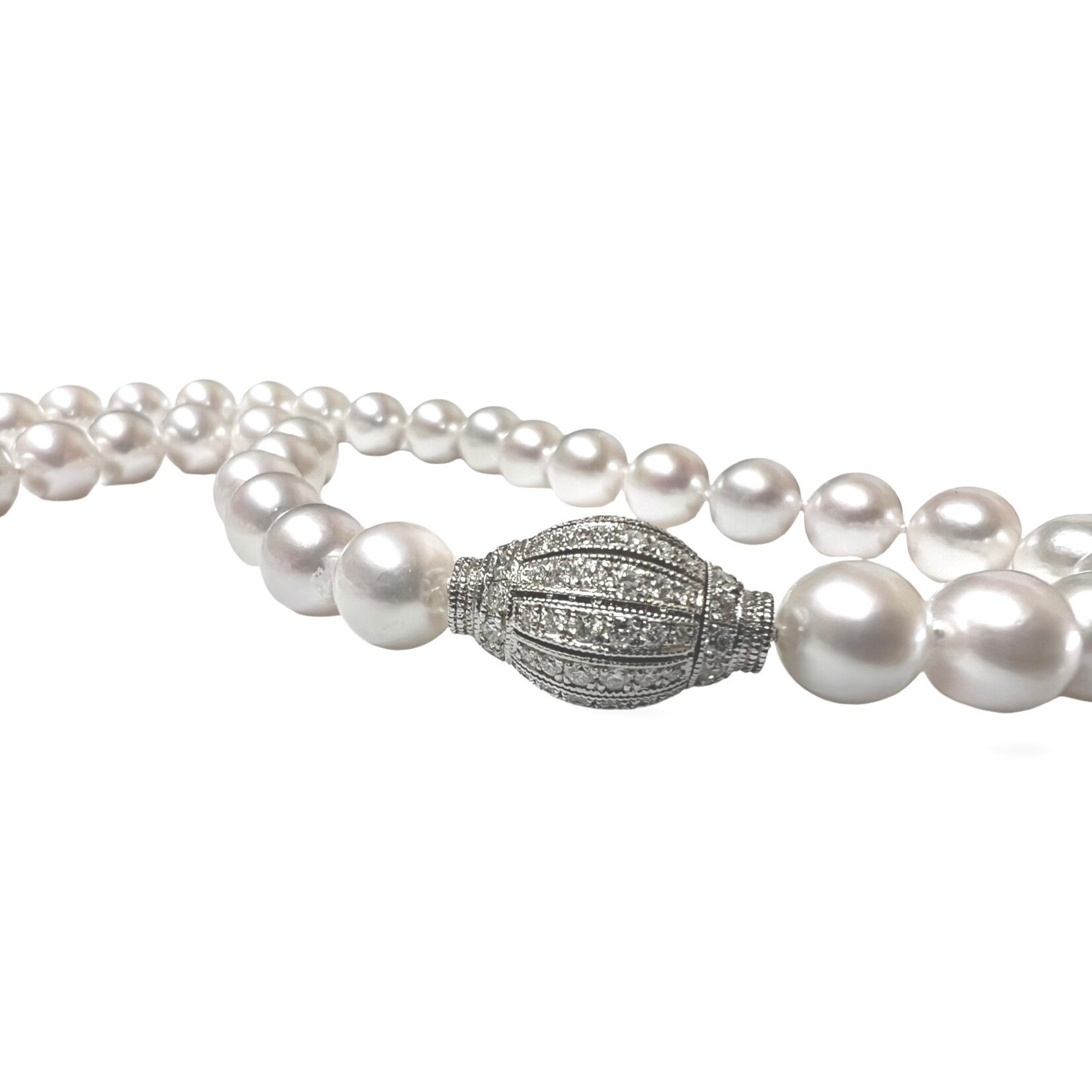 Akoya Pearl Strand with 1.50 Carat Diamond Ball Clasp