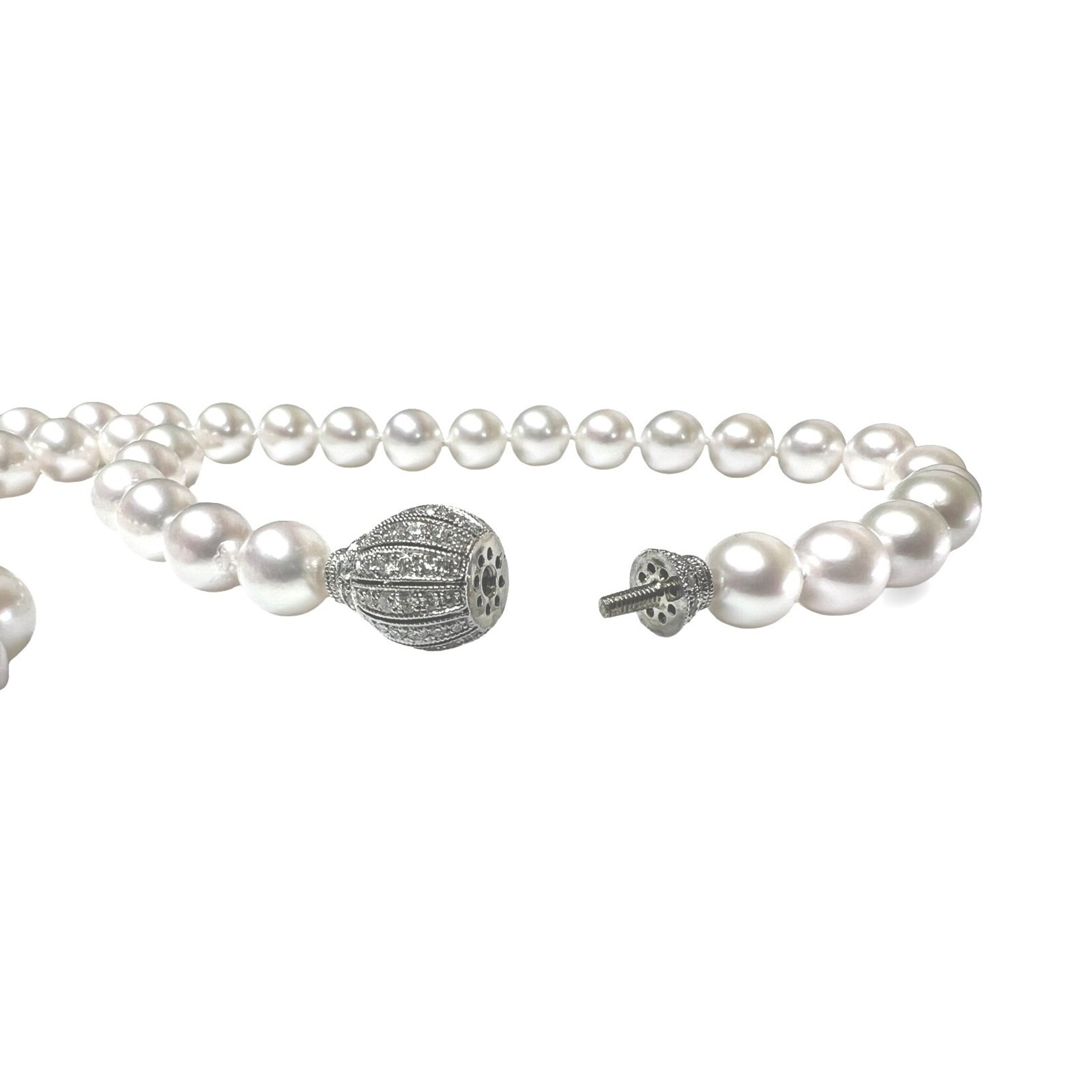 Akoya Pearl Strand with 1.50 Carat Diamond Ball Clasp
