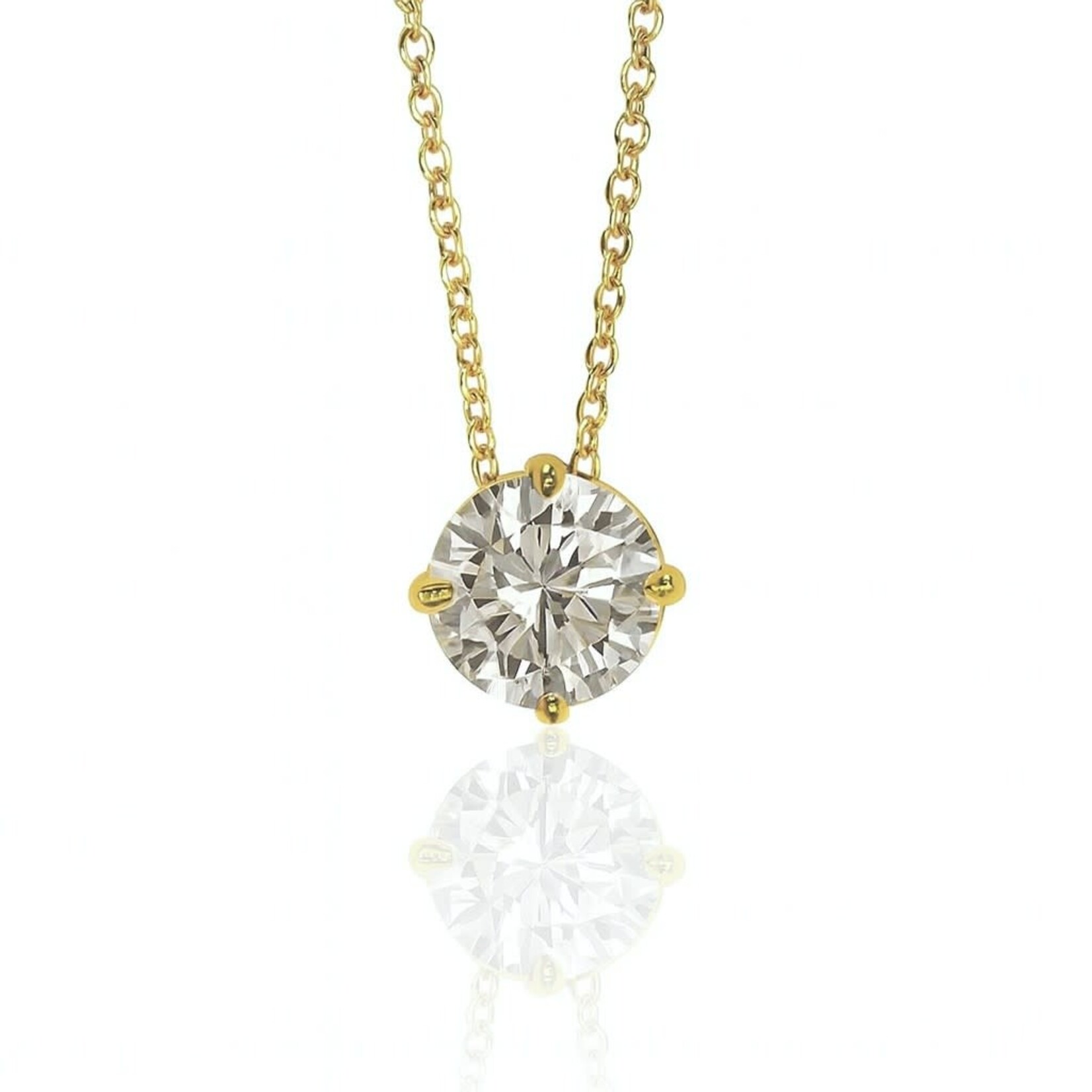 14K Yellow Gold 1 Carat Floating Diamond Solitaire Pendant