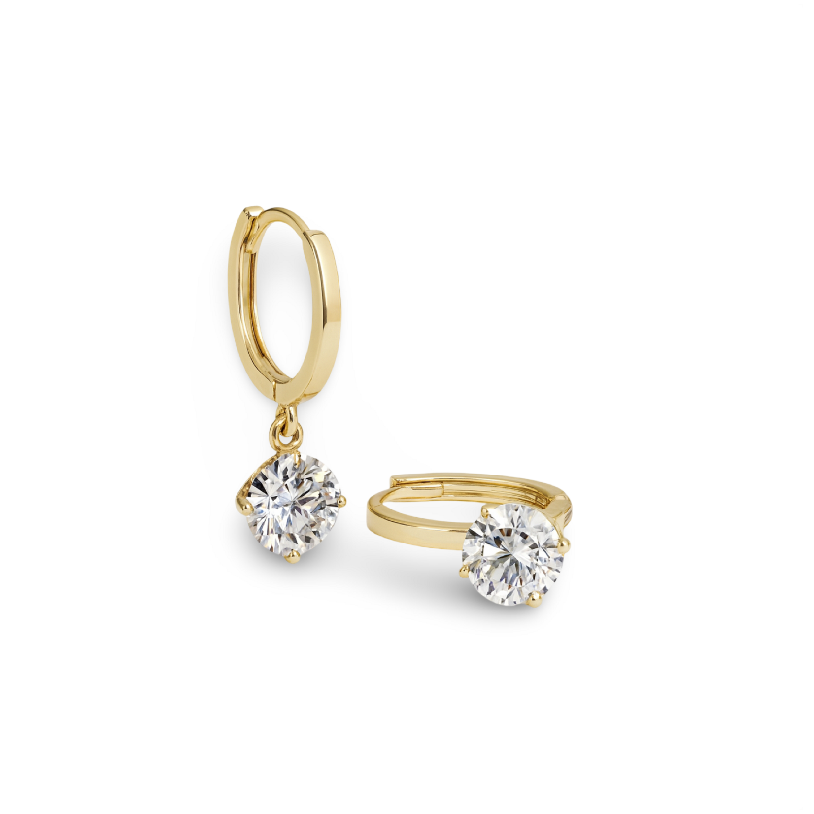 14K Yellow Gold 2 Carat Diamond Dangle Earrings