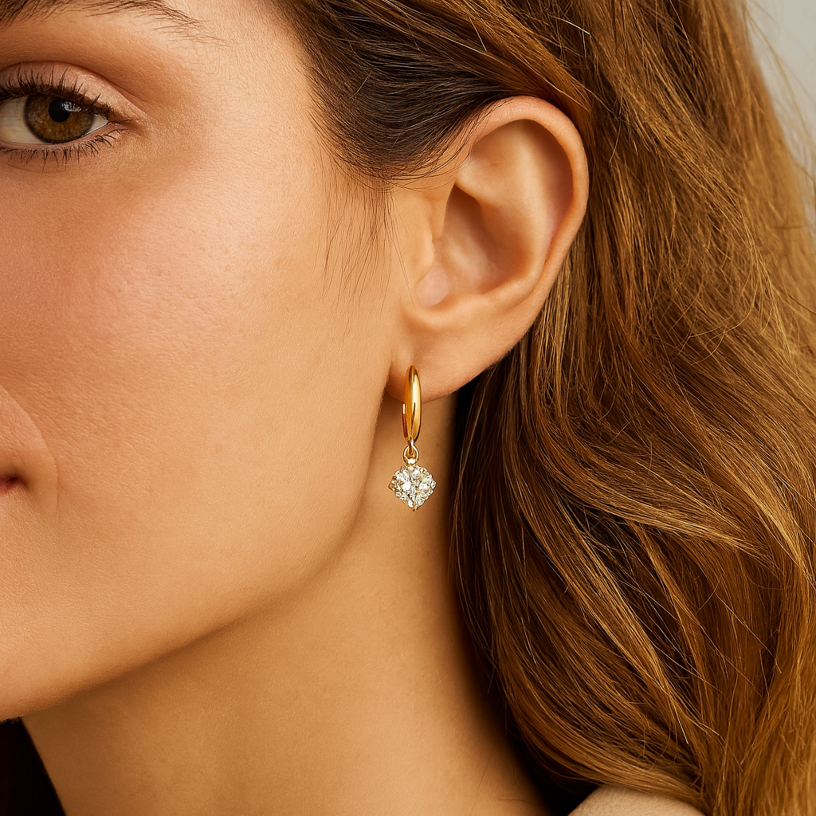 14K Yellow Gold 2 Carat Diamond Dangle Earrings