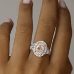 14K White Gold Oval Pink Diamond Halo Ring