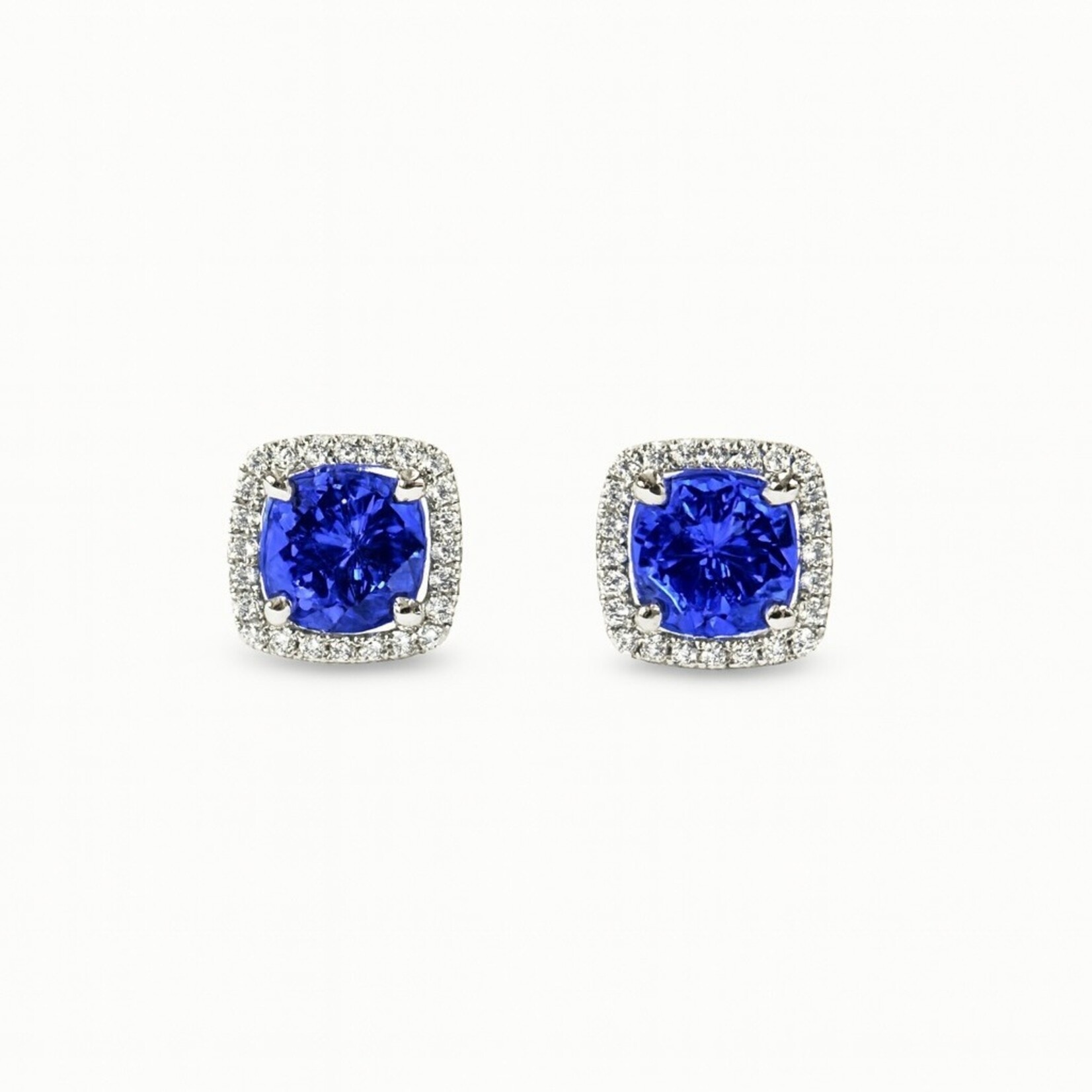 18K White Gold Tanzanite & Diamond Stud Earrings
