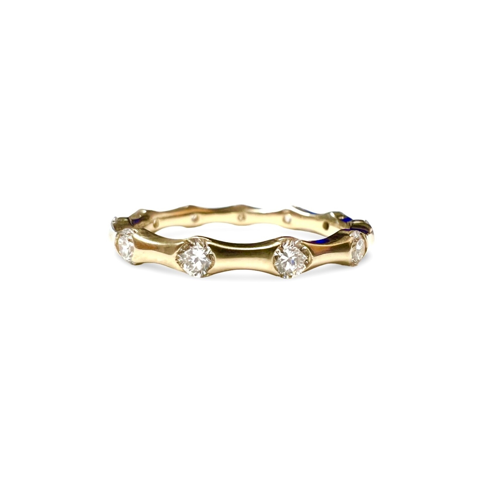 14K Yellow Gold 1/2 Carat Diamond  Bamboo Band