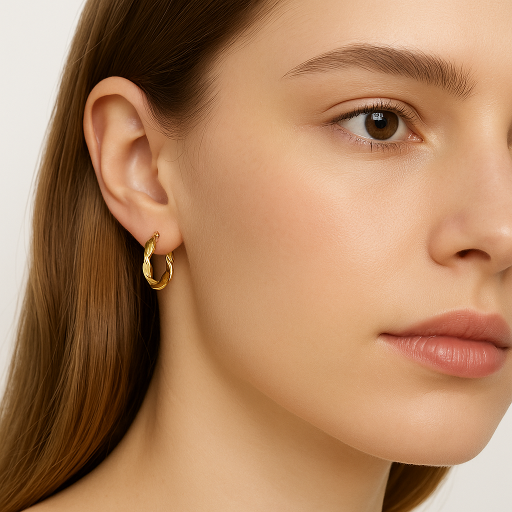 14K Yellow Gold Small Twist Hoop Earrings