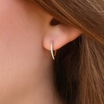 18K Yellow Gold Petite Diamond V Huggie Earrrings