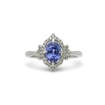 14K White Gold Petite Oval Tanzanite & Diamond Ring