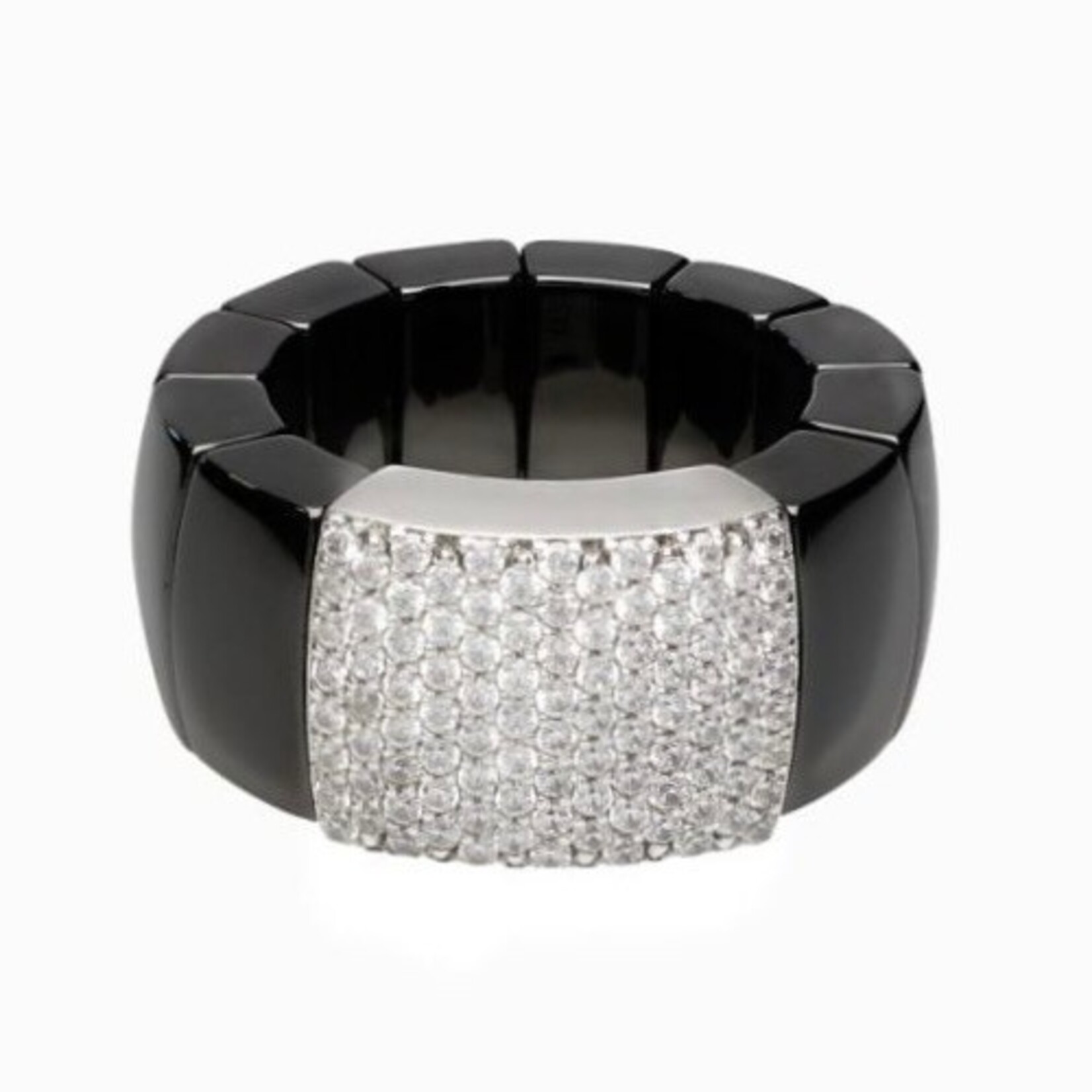 18K White Gold Roberto Demeglio Ceramic and Diamond Ring