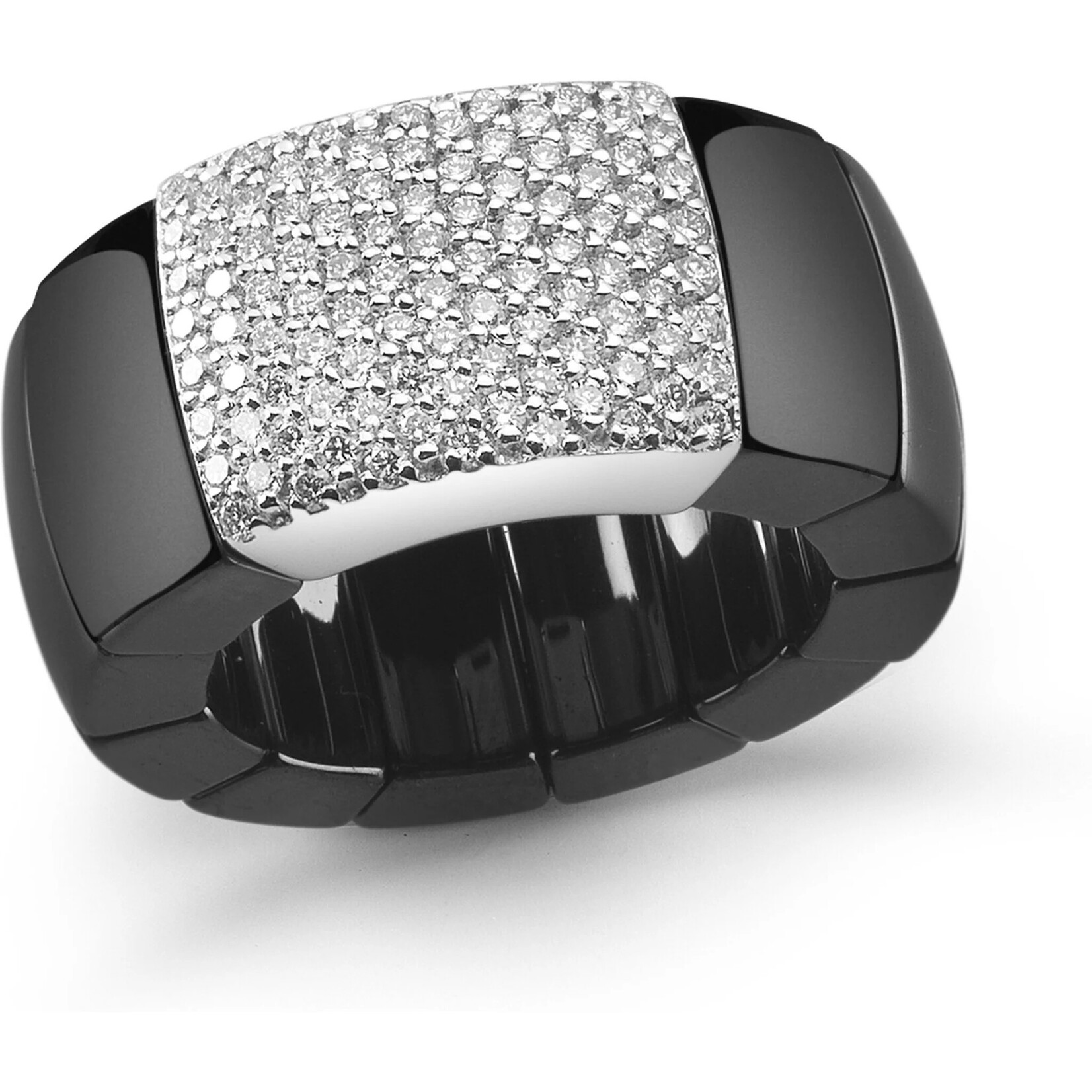 18K White Gold Roberto Demeglio Ceramic and Diamond Ring