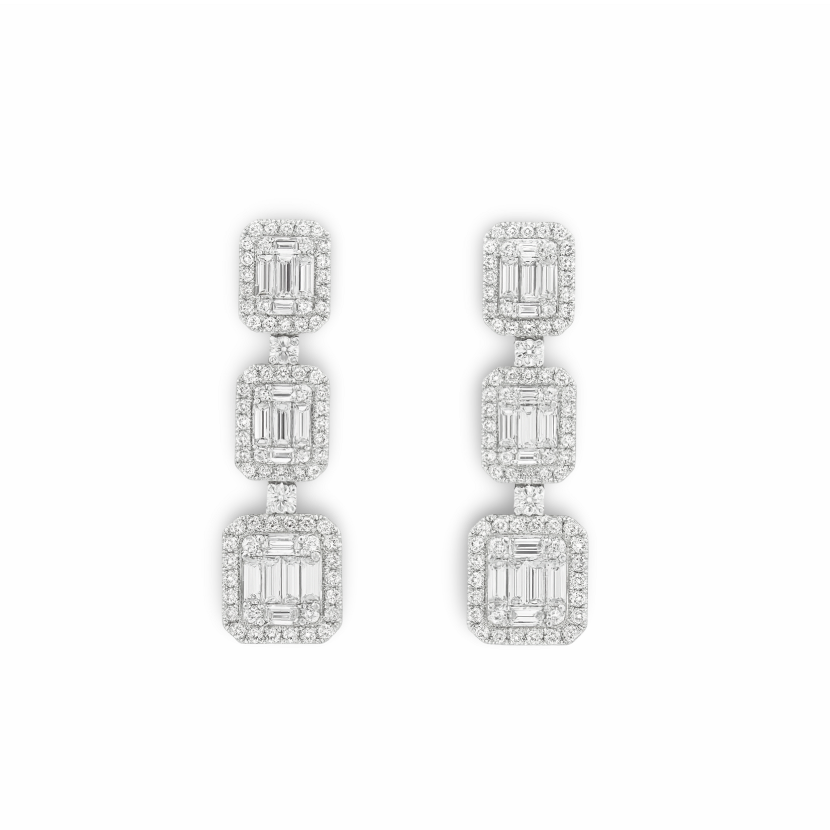 18K White Gold  Art Deco Chandelier Diamond Earrings