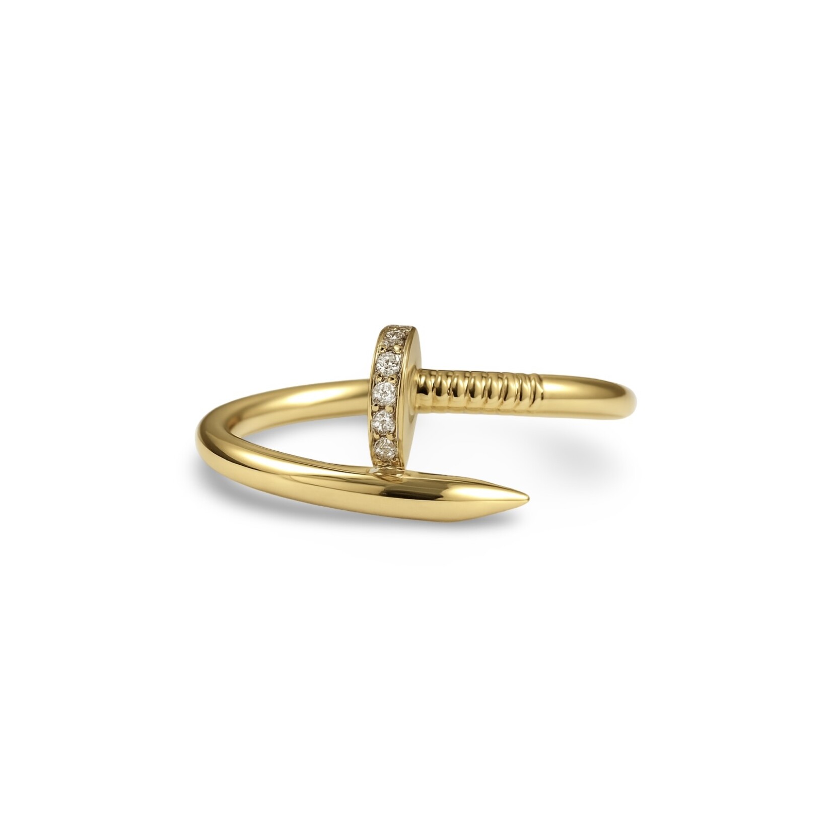 14K Yellow Gold Diamond Nail Ring