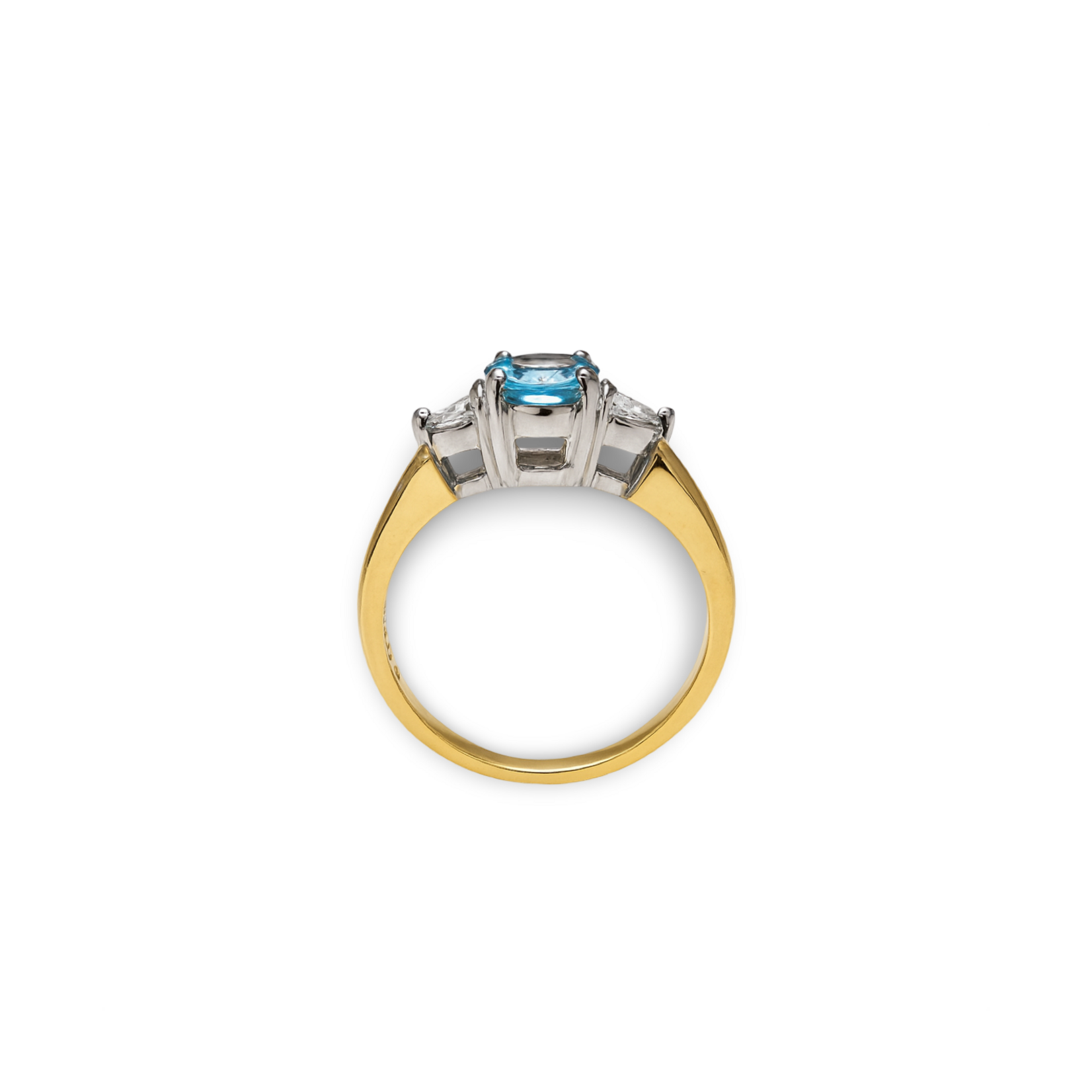 14K Yellow Gold & Platinum Aquamarine & Diamond Ring