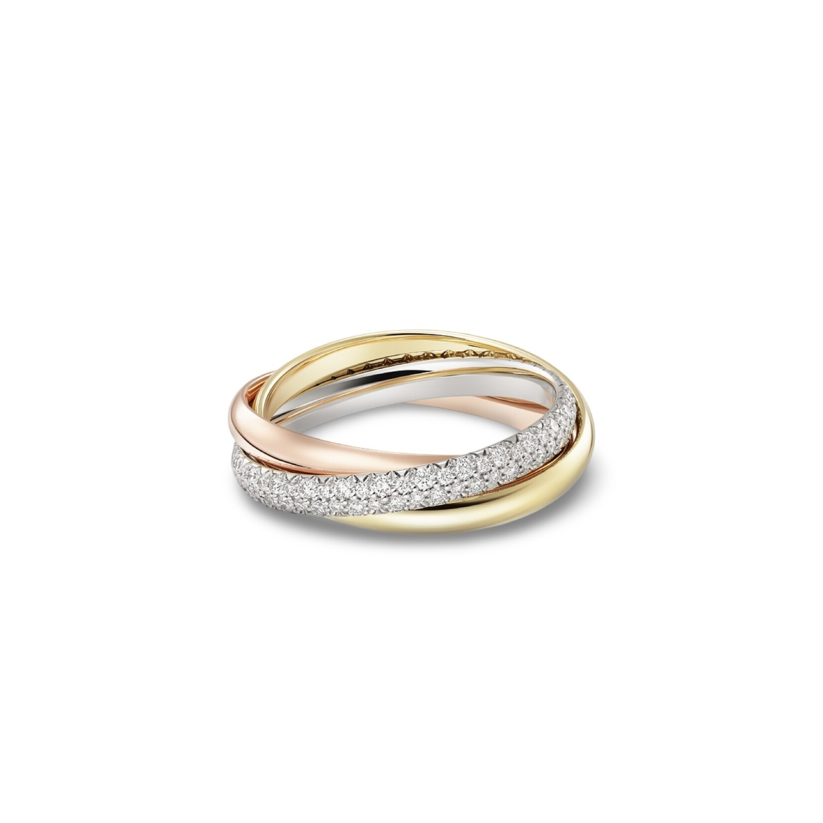 14K Tri Colored Gold & Platinum Diamond Rolling Ring