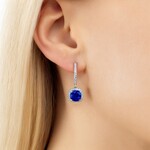 18K White Gold Tanzanite  & Diamond Halo Drop Earrings