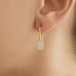 14K Yellow Gold Pave Diamond Cluster Drop Earrings