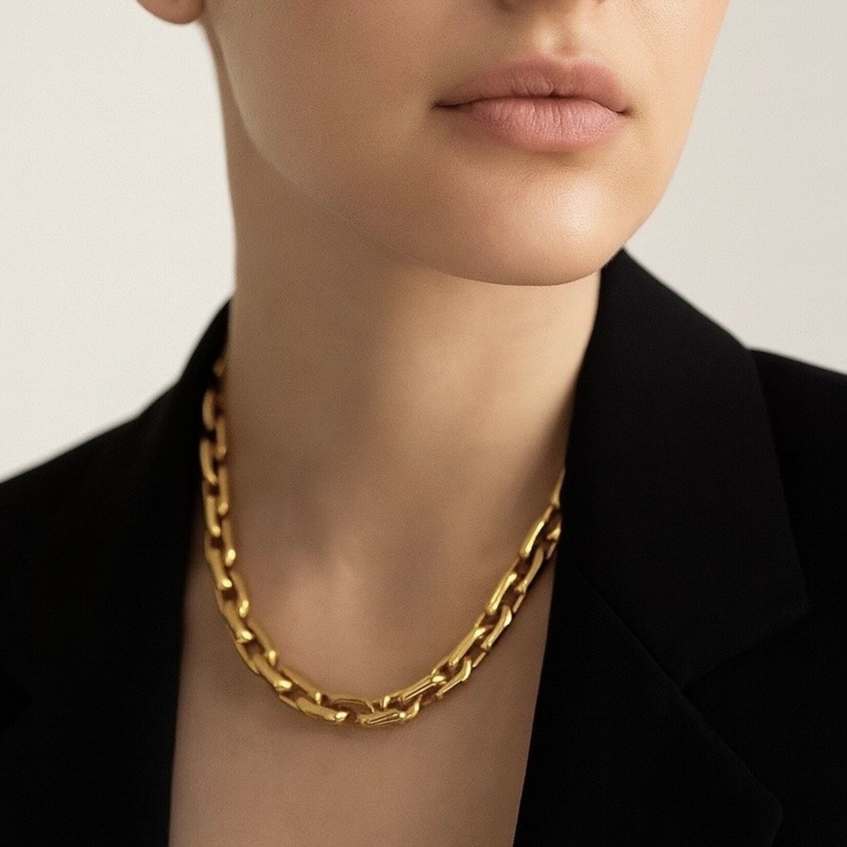 14K Yellow Gold Sculpture Link Necklace