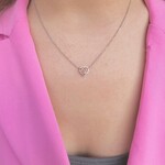 14K White Gold Pink Lab Heart Diamond  Pendant