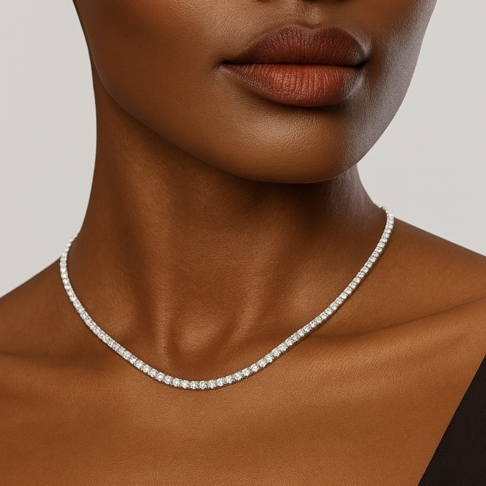 14K White Gold 7 1/3 Carat Lab Diamond Tennis Necklace