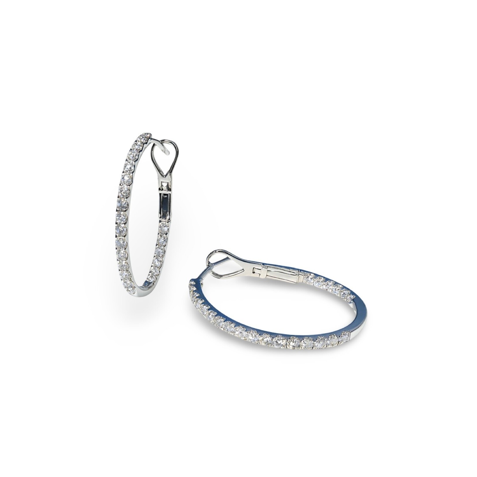 14K Gold 1.00 Carat Diamond Oval Hoop Earrings