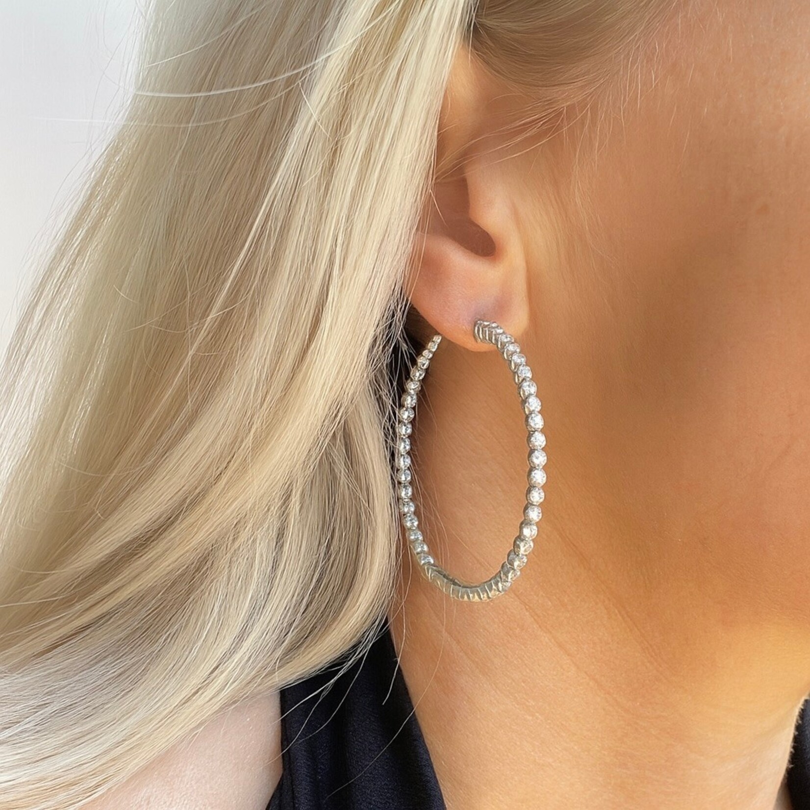 14K White Gold Extra Large Round 4 3/4 Carat Hoops