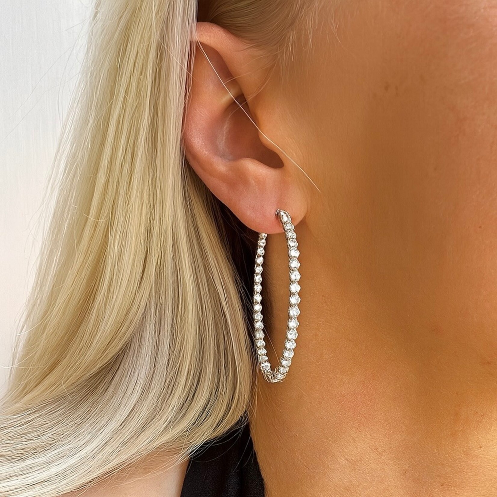 14K White Gold Extra Large Round 4 3/4 Carat Hoops