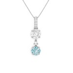 14K White Gold Lab Cushion Diamond & Blue Diamond Pendant