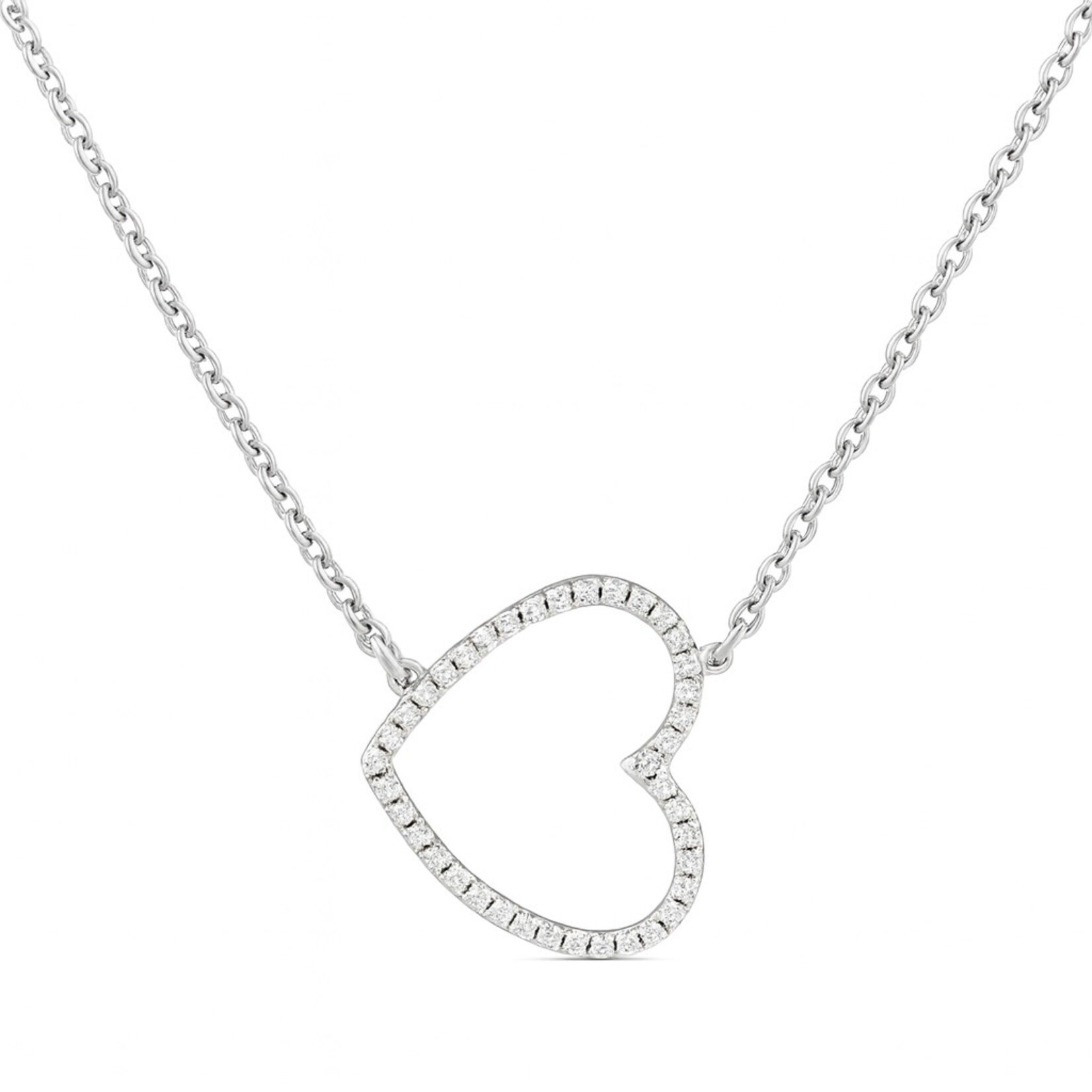 Sterling Silver Sideways Diamond Heart Necklace