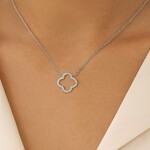 Sterling Silver Open Clover Diamond 0.05ctw Necklace