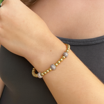 14K Yellow Gold over Sterling Silver Diamond Rondelle Bead Bangle