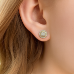 Sterling Silver 18K Yellow Gold Diamond .16ctw  Round Stud Earrings