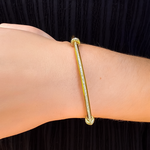 14K Yellow Gold Over Stainless Steel Single Micro Pave Diamond Bangle