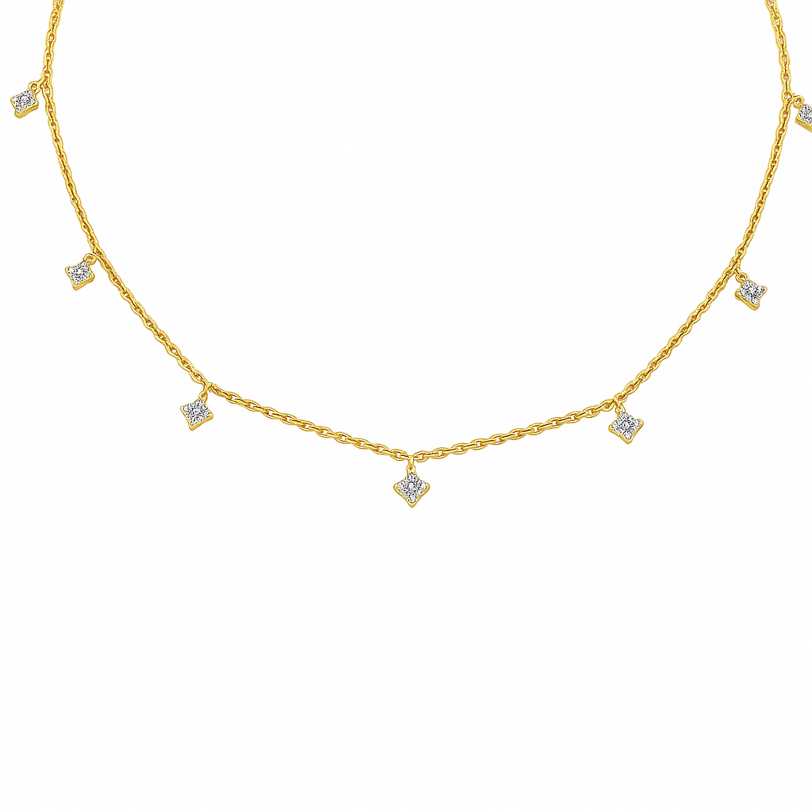 14K Yellow Gold Diamond 0.27ctw Blossom Charm Necklace