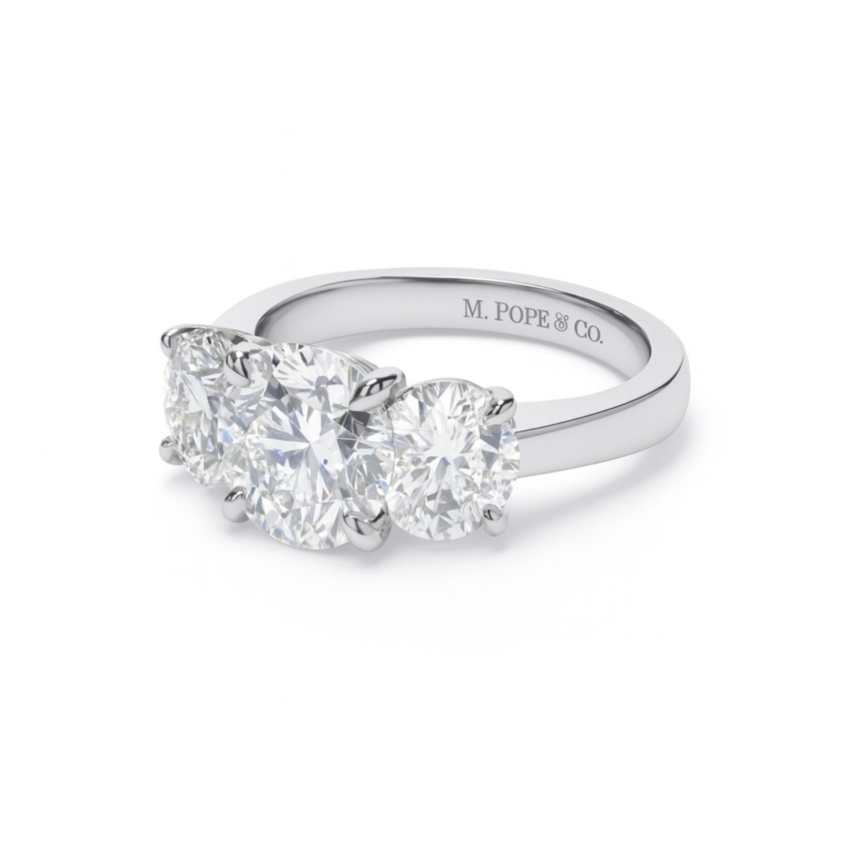 Handmade Platinum Three Stone Diamond Ring