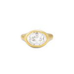 14K Yellow Gold Antique Oval Bezel Set Ring