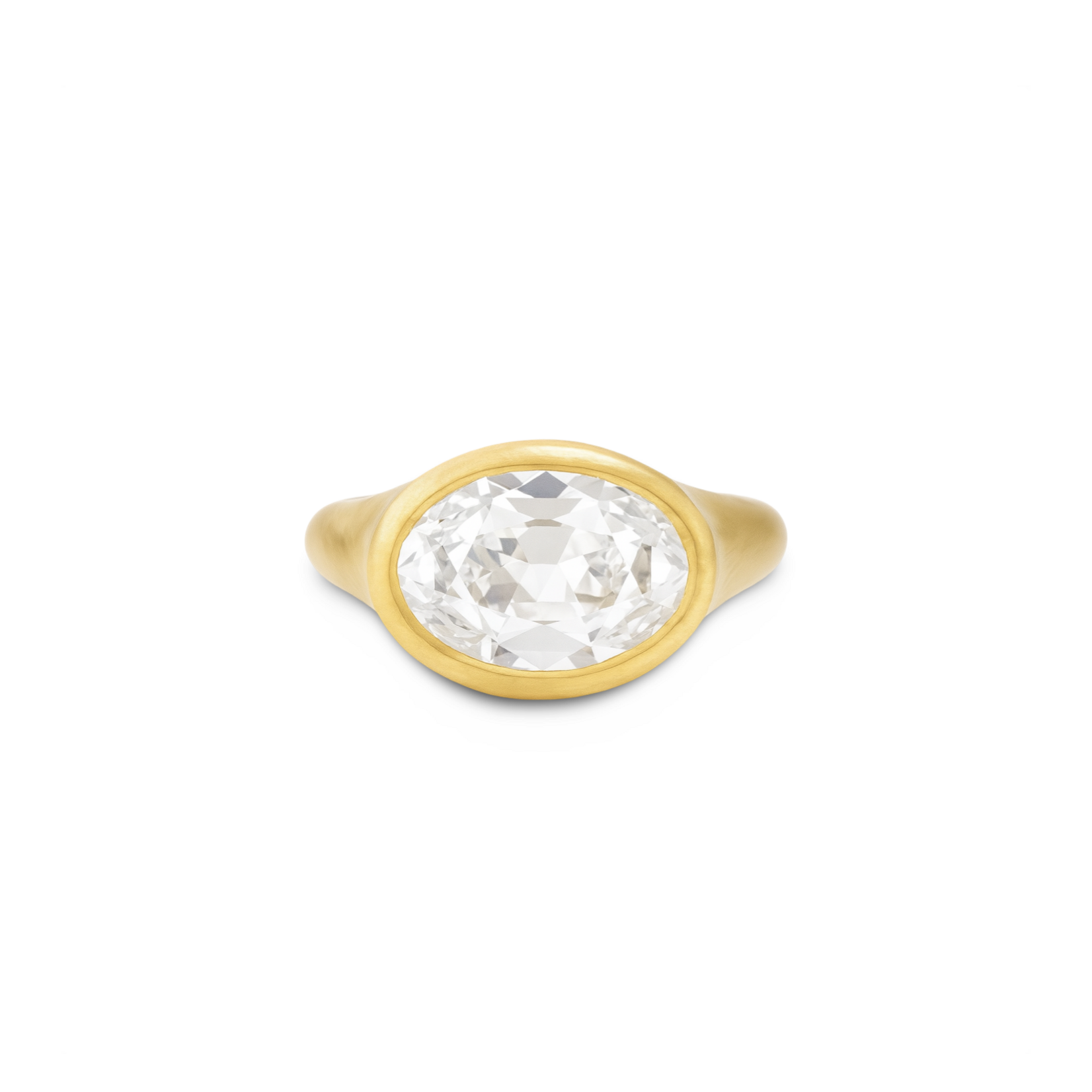 14K Yellow Gold Antique Oval Bezel Set Ring