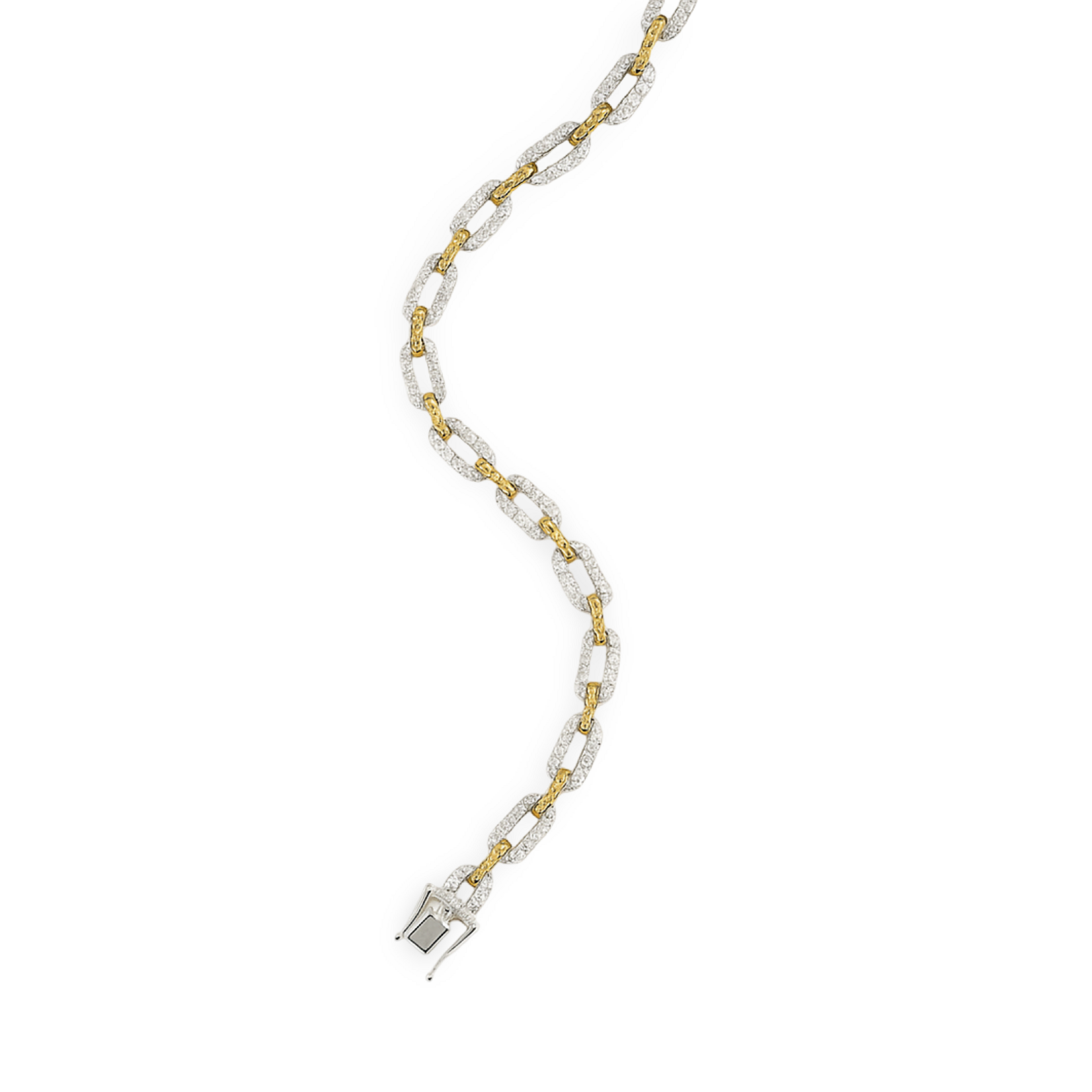 18K White & Yellow Gold Diamond Cable Link Bracelet