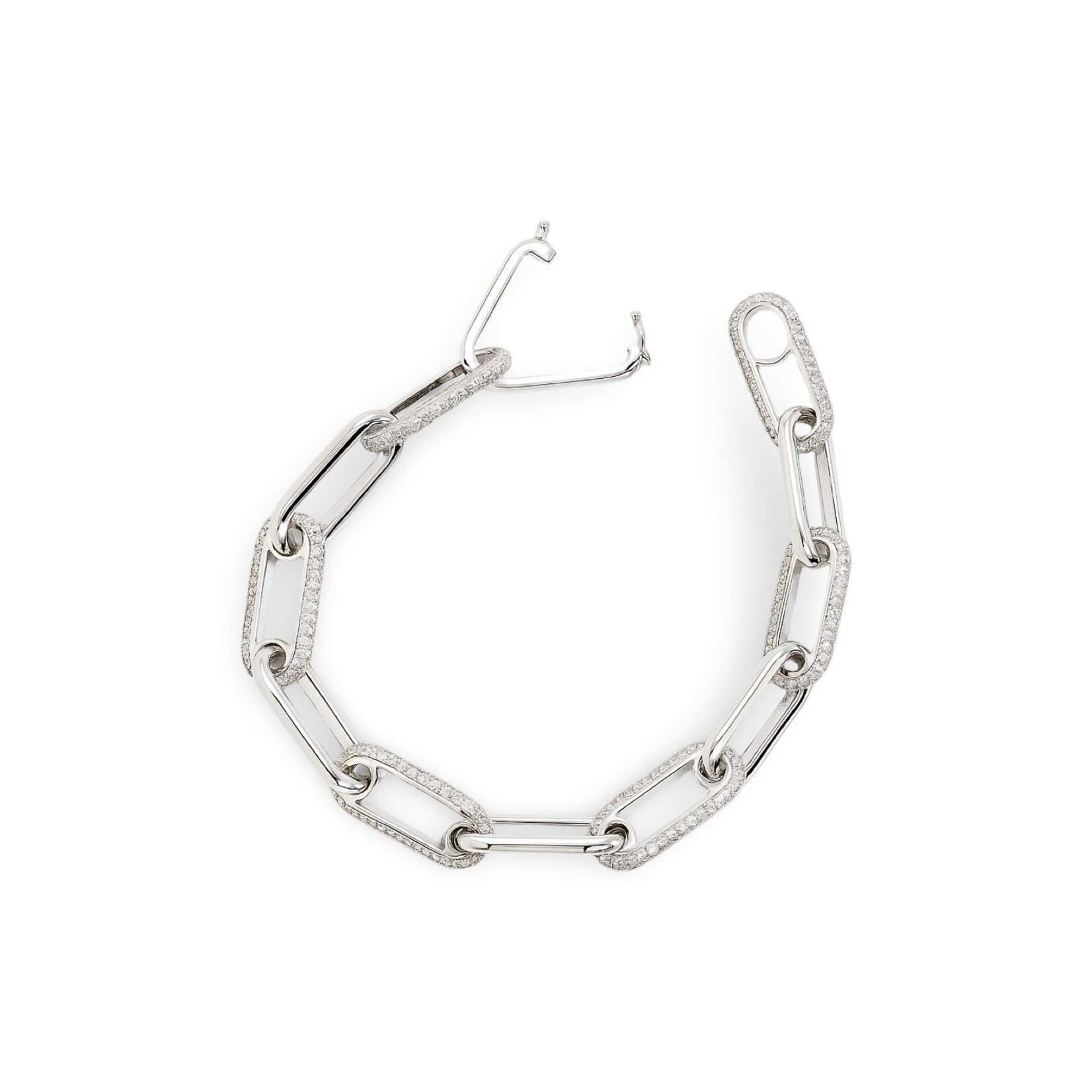 18K White Gold 3 1/2 Carat Pave Diamond Link Bracelet