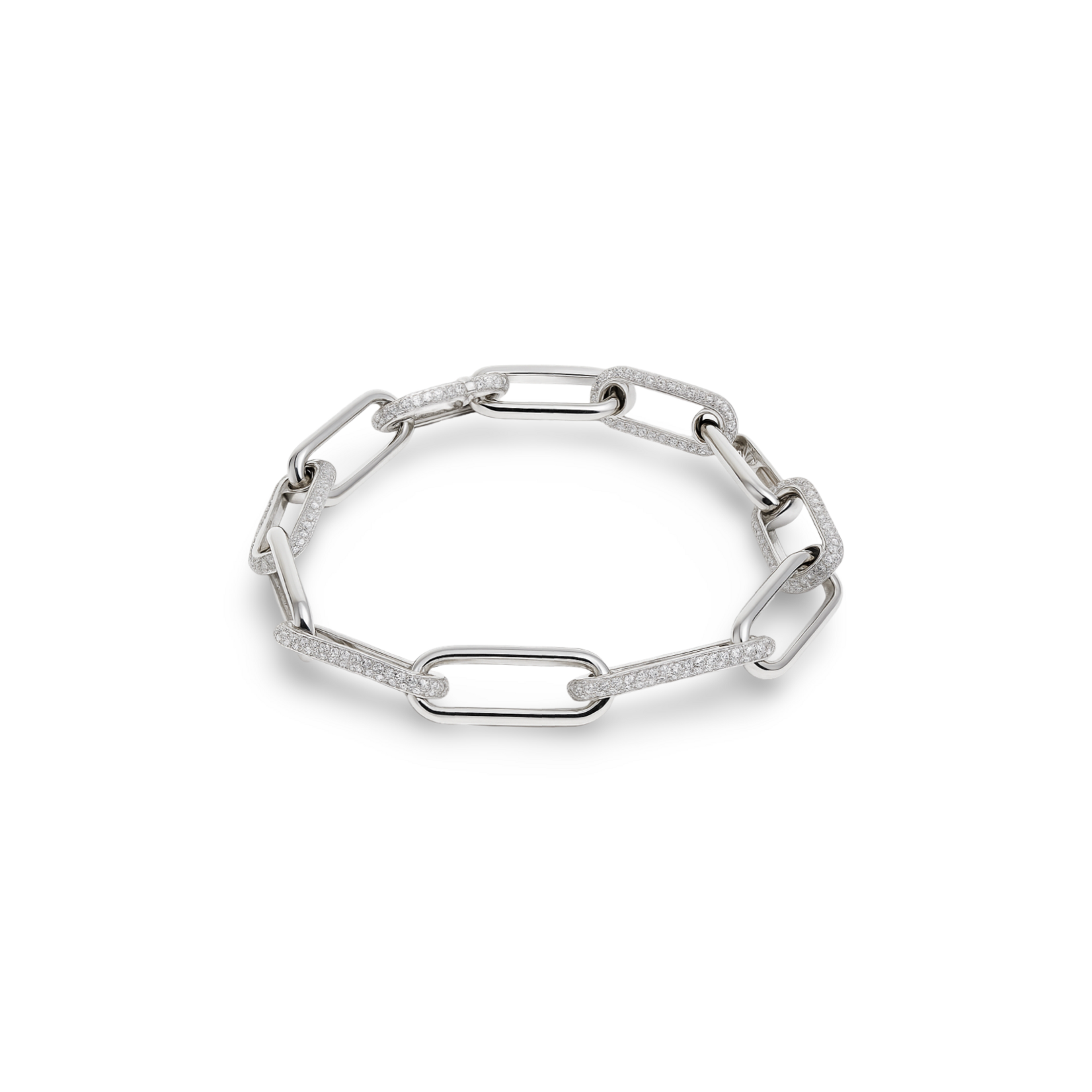 18K White Gold 3 1/2 Carat Pave Diamond Link Bracelet