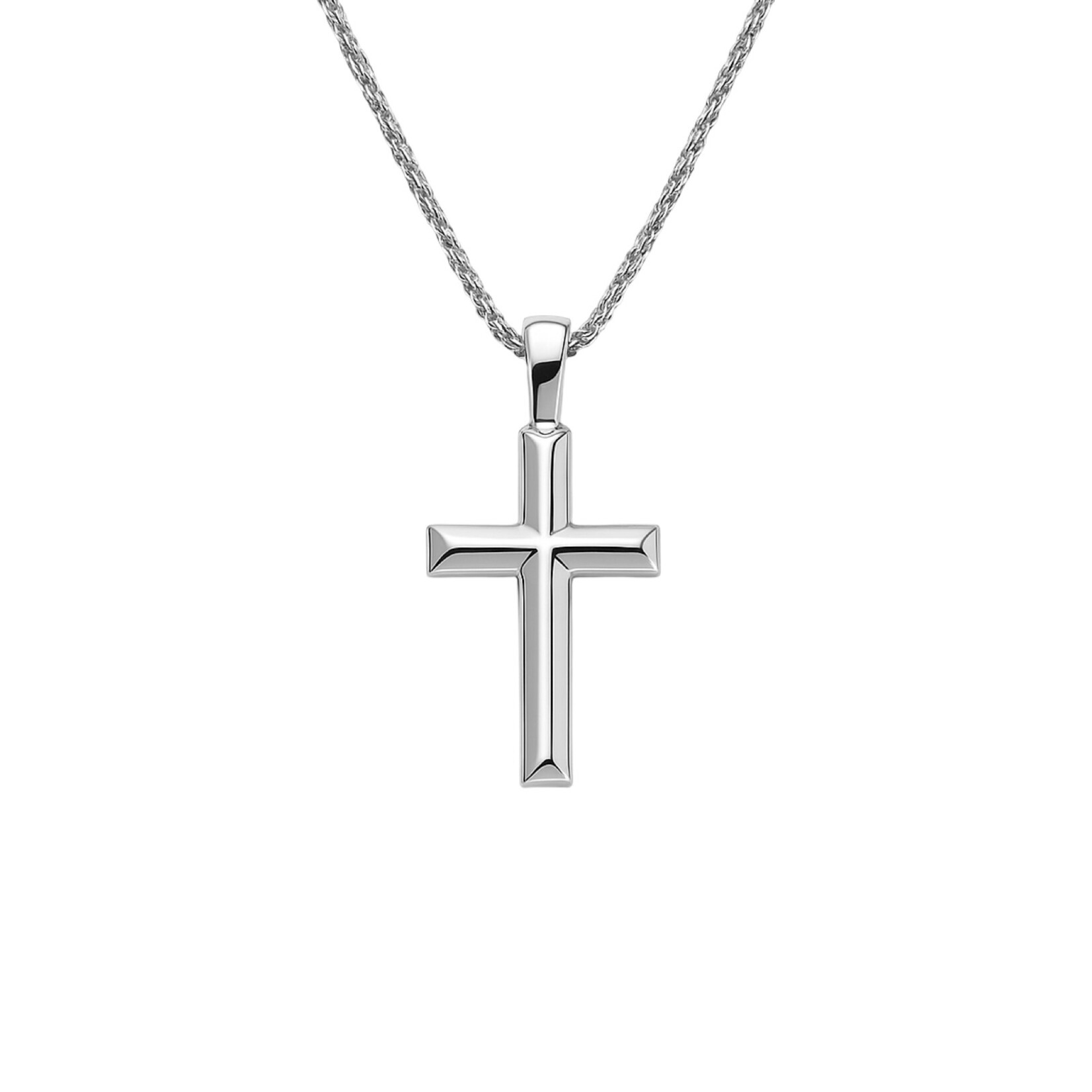 Solid Sterling Silver Beveled Cross