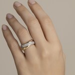 14K Tri Colored Gold & Platinum Diamond Rolling Ring