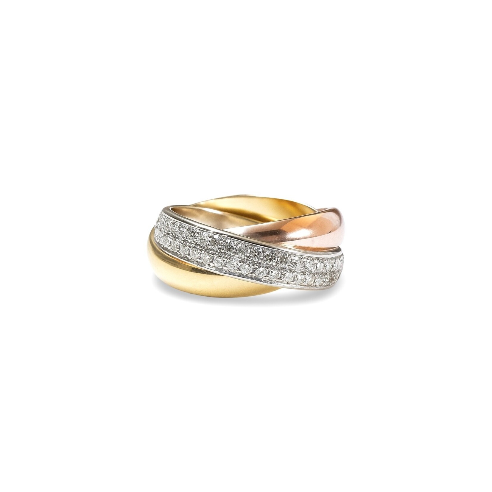 14K Tri Colored Gold & Platinum Diamond Rolling Ring